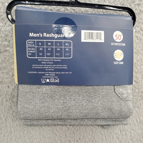 Ocean Gear Mens Small Rash Guard Swim Top Long Sleeve Gray UPF 50+ NWT - Picture 2 of 4